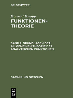 cover image of Grundlagen der allgemeinen Theorie der analytischen Funktionen